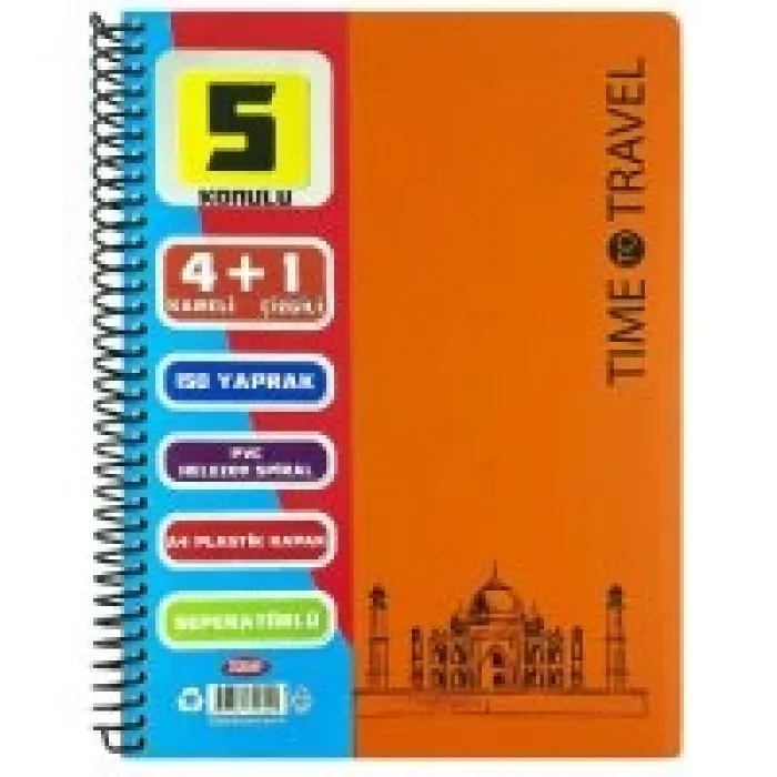 Tokaç Ayraçlı Defter 4+1 Spiralli Pp Kapak 5 Bölmeli 150 Yaprak 70 Gram Tok-79040