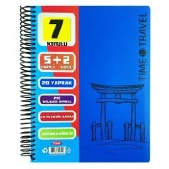 Tokaç Ayraçlı Defter 5+2 Spiralli Pp Kapak 7 Bölmeli 210 Yaprak 70 Gram Tok-79042