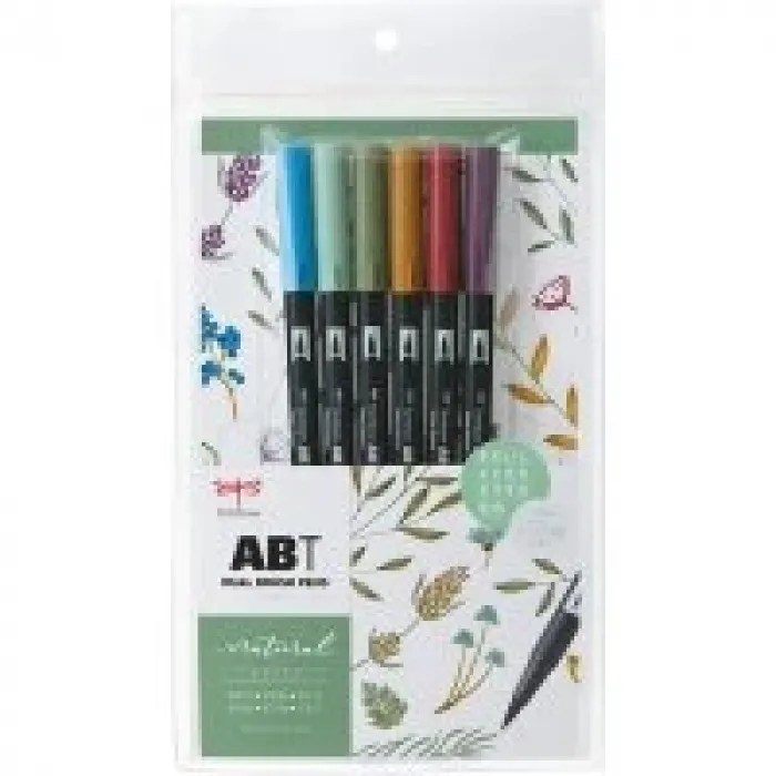 Tombow Ab-t Dual Brush Pen Grafik Kalemi Seti Doğal Renkler 6 Renk Lv-t-ab-t6cnt