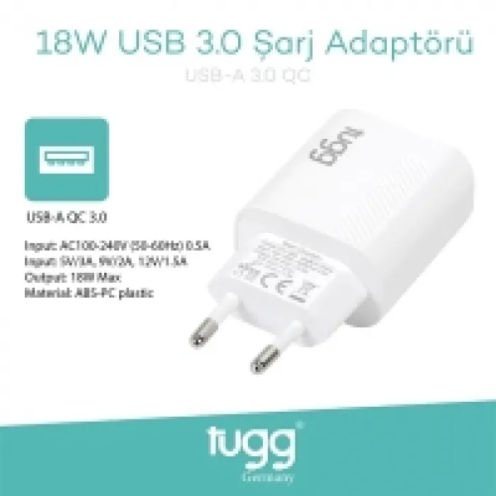 Tugg Germany 104402 Şarj Başlık Usb Girişli 18w