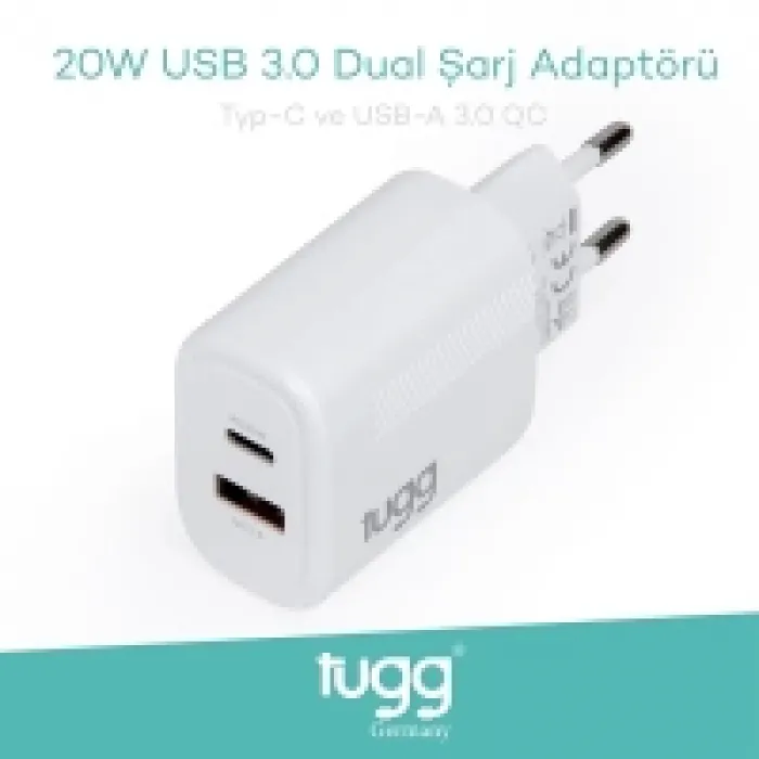 Tugg Germany 104403 Şarj Başlık Usb+type-c Girişli 20w