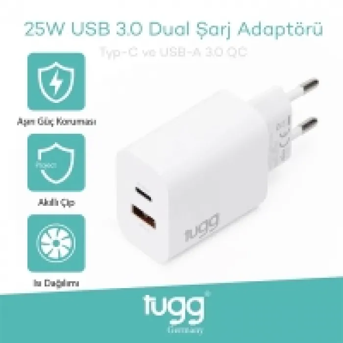 Tugg Germany 104406 Şarj Başlık Usb+type-c Girişli 25w