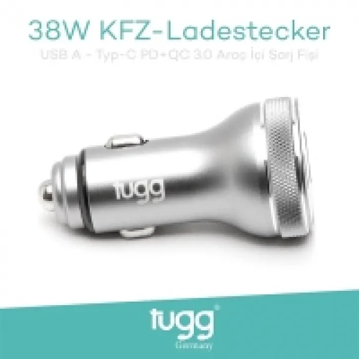 Tugg Germany 104500 Kfz Araç Şarj Başlık 38w Usb-type-c Girişli