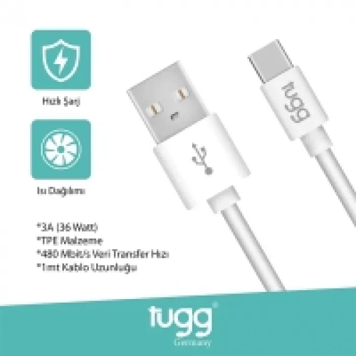 Tugg Germany 104608 Şarj Kablosu 1m Usb-type-c