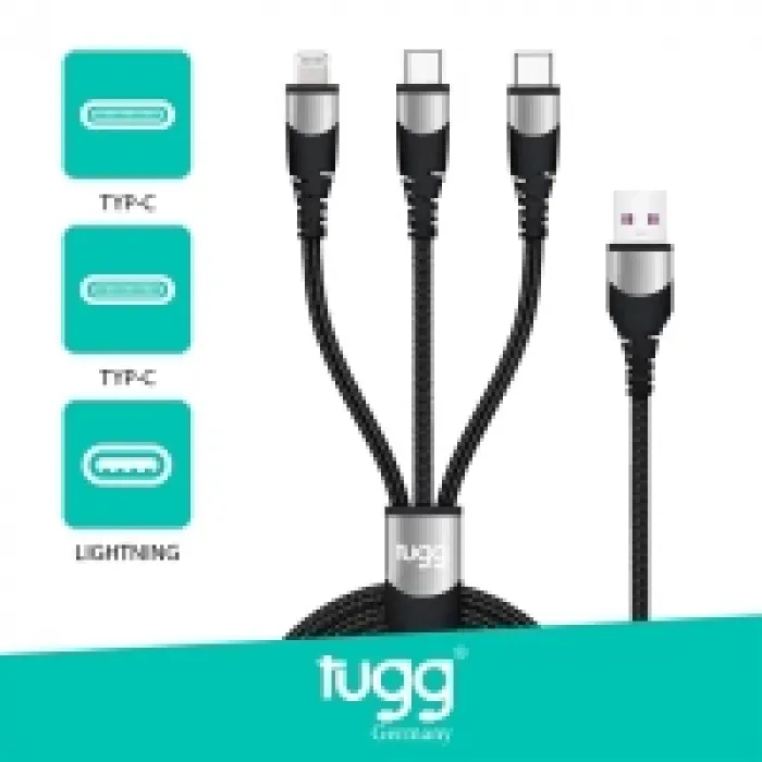 Tugg Germany 104626 3ü 1 Arada Usb Çoklu Şarj Kablosu 2 Type-c+iphone