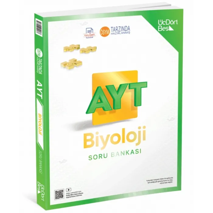 Üç Dört Beş Yayınları 2025 YKS AYT Biyoloji Soru Bankası