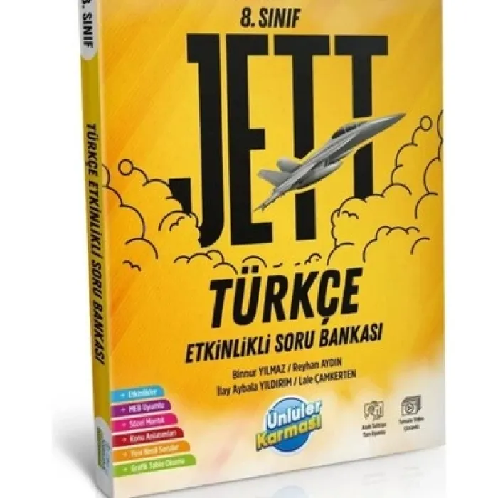 ÜNLÜLER YAYINLARI 8.SINIF TÜRKÇE JETT ETKİNLİKLİ SORU BANKALARI