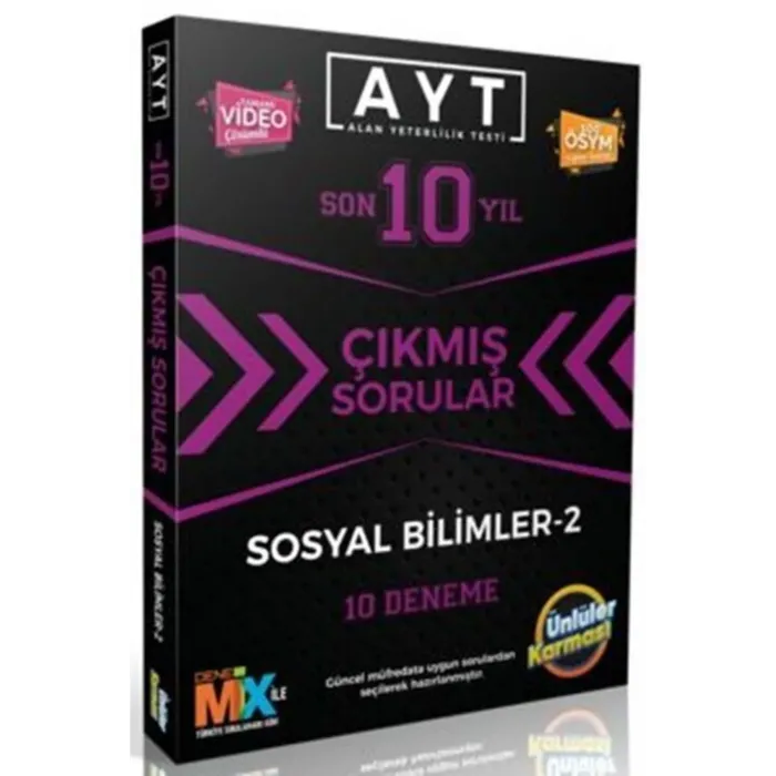 ÜNLÜLER YAYINLARI AYT SOSYAL BİLİMLER 2 TIPKI BASIM 10 KARMA