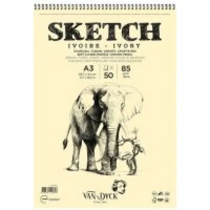 Van Dyck Dokulu A3 Üstten Spiralli 50 Yaprak Sketch Blok 85gr.vd400160