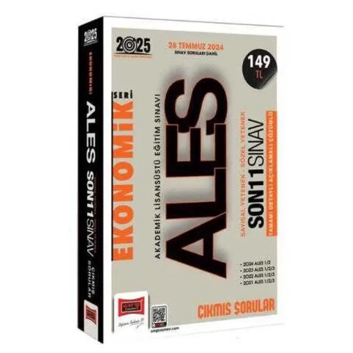 Yargı Yayınevi 2025 ALES Vip Ekonomik Seri Sayısal-Sözel Yetenek Son 11 Sınav Çıkmış Sorular 28 Temmuz 2024 Sınav Soruları Dahil