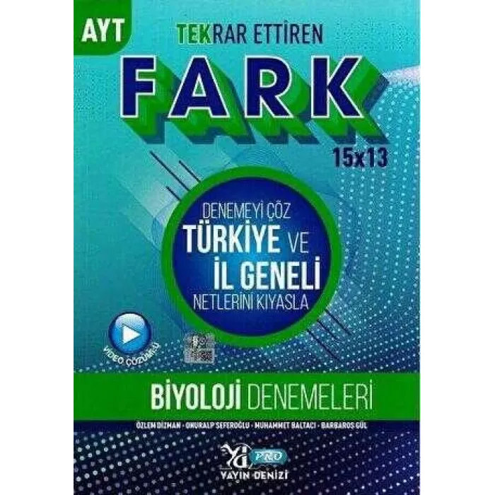 Yayın Denizi Yayınları AYT Tekrar Ettiren Fark 15 x 13 Biyoloji Denemeleri