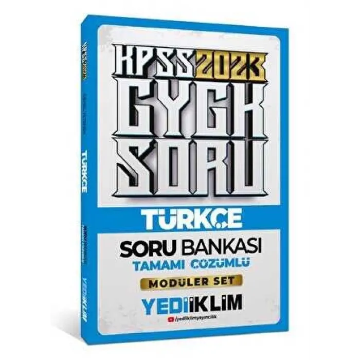 Yediiklim Yayınları 2023 KPSS Genel Yetenek Türkçe Tamamı Çözümlü Soru Bankası Modüler Set İçerisindeki