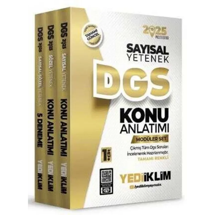 Yediiklim Yayınları 2025 DGS Modüler Set Sayısal Bölüm-Sözel Bölüm-Deneme