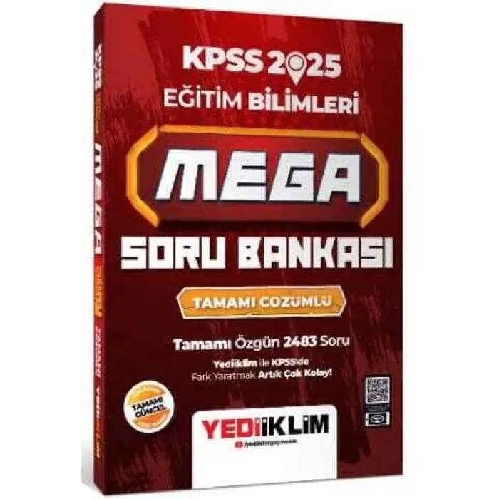 Yediiklim Yayınları 2025 KPSS Eğitim Bilimleri Mega Tamamı Çözümlü Soru Bankası