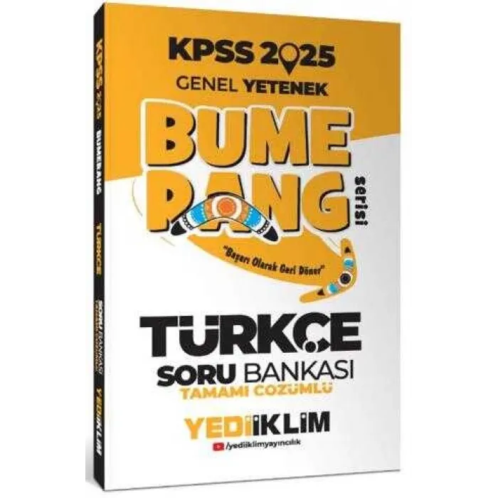 Yediiklim Yayınları 2025 KPSS Genel Yetenek Bumerang Türkçe Tamamı Çözümlü Soru Bankası