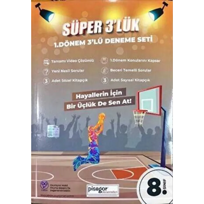 Zeka Küpü Yayınları 8. Sınıf Pisagor Süper 3` lük 1. Dönem Deneme Seti