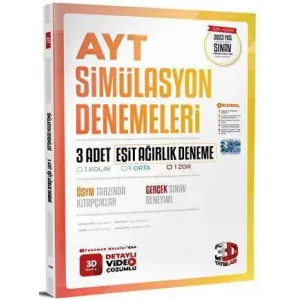 3D Yayınları 2023 AYT 3D Eşit Ağırlık 3`lü Simülasyon Deneme