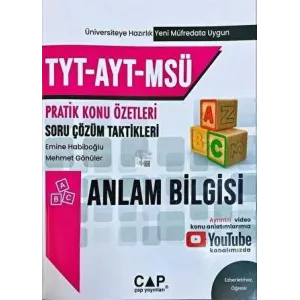 Çap Yayınları TYT AYT MSÜ Anlam Bilgisi Pratik Konu Özetli Soru Çözüm Taktikleri