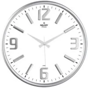 Galaxy Duvar Saati 704-1 Premium Gümüş Kaplama Beyaz