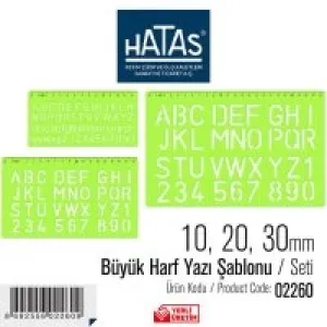 Hatas Şablon Harf Yazi Büyük 10,20,30 Mm Set 2260