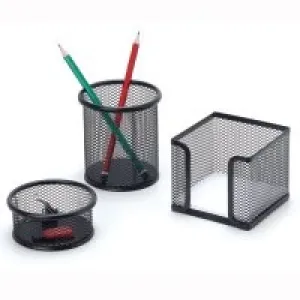 İnox 0683 Ofis Metal Fileli Kalemlik 3lü Set Siyah