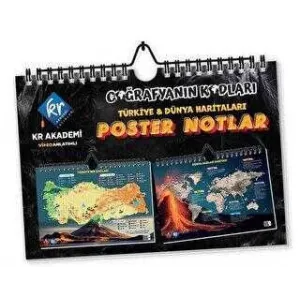 KR Akademi Yayınları Coğrafyanın Kodları Türkiye ve Dünya Duvar Haritaları Poster Notlar