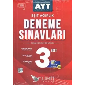 Limit Yayınları AYT Eşit Ağırlık 3 Deneme