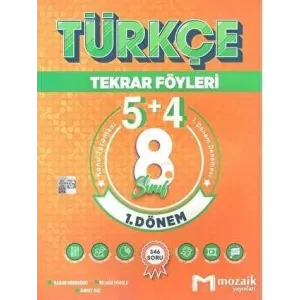 Mozaik Yayınları 8. Sınıf Türkçe 5 + 4 Tekrar Föyü Özel Baskı