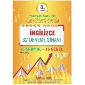 Omage Yayınları 8. Sınıf Omage Motivasyon İngilizce 32 Deneme Sınavı 16 Sarmal + 16 Genel