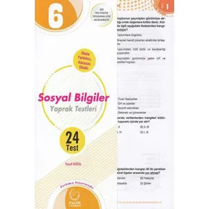 Palme Yayıncılık 6. Sınıf Sosyal Bilgiler Yaprak Testleri
