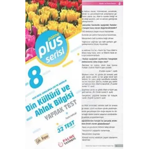 Palme Yayıncılık 8. Sınıf Plus Serisi Din Kültürü ve Ahlak Bilgisi Yaprak Test