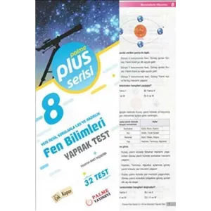 Palme Yayıncılık 8. Sınıf Plus Serisi Fen Bilimleri Yaprak Test