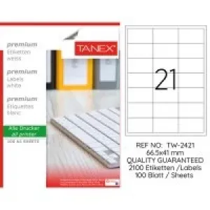 Tanex Lazer Etiket Tw-2421 66.5*41 Mm Beyaz 100lü