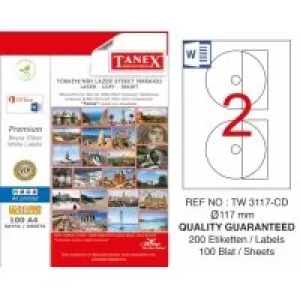 Tanex Lazer Etiket Tw-3117 117 Mm Cd Etiketi 2li