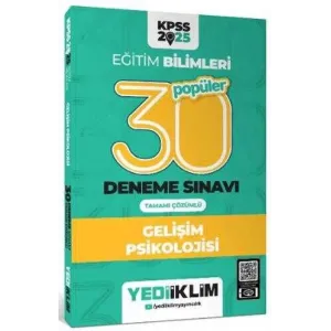 Yediiklim Yayınları 2025 KPSS Eğitim Bilimleri 30 Gelişim Psikolojisi Tamamı Çözümlü Deneme Sınavı