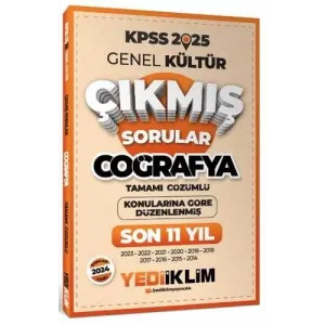 Yediiklim Yayınları 2025 KPSS Genel Kültür Lisans Coğrafya Konularına Göre Tamamı Çözümlü Son 11 Yıl Çıkmış Sorular