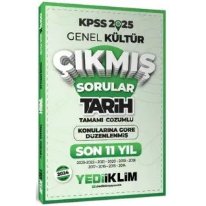 Yediiklim Yayınları 2025 KPSS Genel Kültür Lisans Tarih Konularına Göre Tamamı Çözümlü Son 11 Yıl Çıkmış Sorular