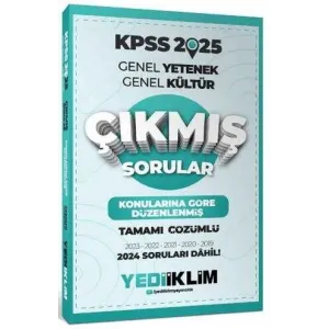 Yediiklim Yayınları 2025 KPSS Genel Yetenek Genel Kültür Konularına Göre Düzenlenmiş Tamamı Çözümlü Çıkmış Sorular