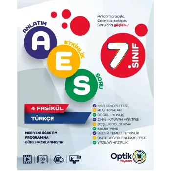 7. Sınıf Türkçe AES Etkinlikli 4 Fasikül Soru Bankası