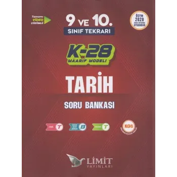 Limit Yayınları TYT 9. ve 10. Sınıf Tekrarı Tarih K-28 Maarif Model Soru Bankası