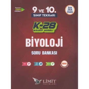 Limit Yayınları TYT 9. ve 10. Sınıf Tekrarı Biyoloji K-28 Maarif Model Soru Bankası