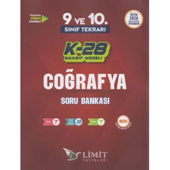 Limit Yayınları TYT 9. ve 10. Sınıf Tekrarı Coğrafya K-28 Maarif Model Soru Bankası