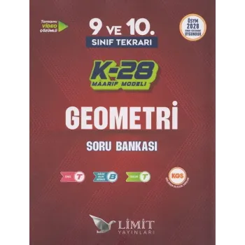 Limit Yayınları TYT 9. ve 10. Sınıf Tekrarı Geometri K-28 Maarif Model Soru Bankası