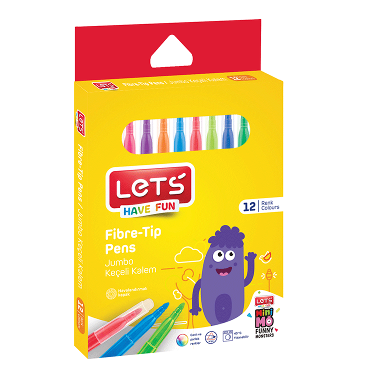 Lets L-7012 12 Renk Jumbo Keçeli Kalem