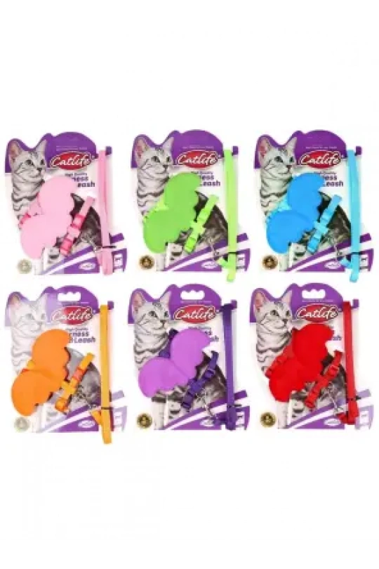 203492-Catlife Kediler İçin Kelebekli Göğüs Tasması+Gezdirme 1,0Cm