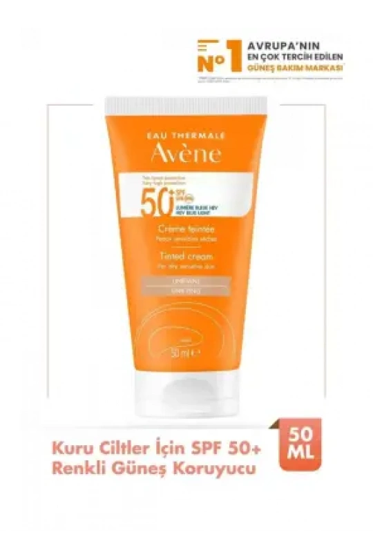 Avene Cream Kuru Ciltler için SPF 50+ Yüksek Korumalı Renkli Güneş Kremi 50 ml