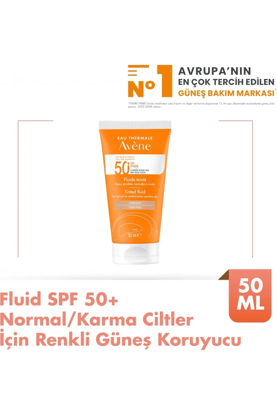 Avene Fluide SPF 50+ Normal/ Karma Ciltler için Renkli Güneş Koruyucu 50 ml