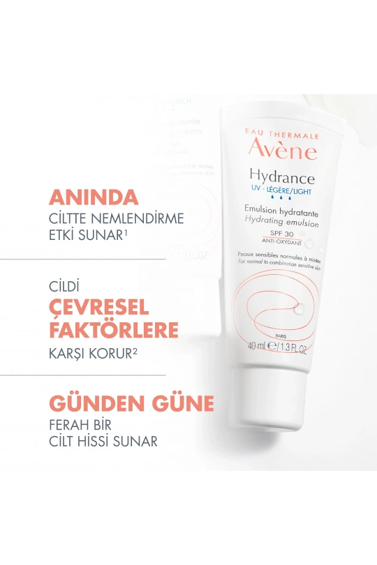 Avene Hydrance Light SPF30+ Hassas ve Karma Ciltler için Güneş Korumalı Nemlendirici Emülsiyon 40 ml