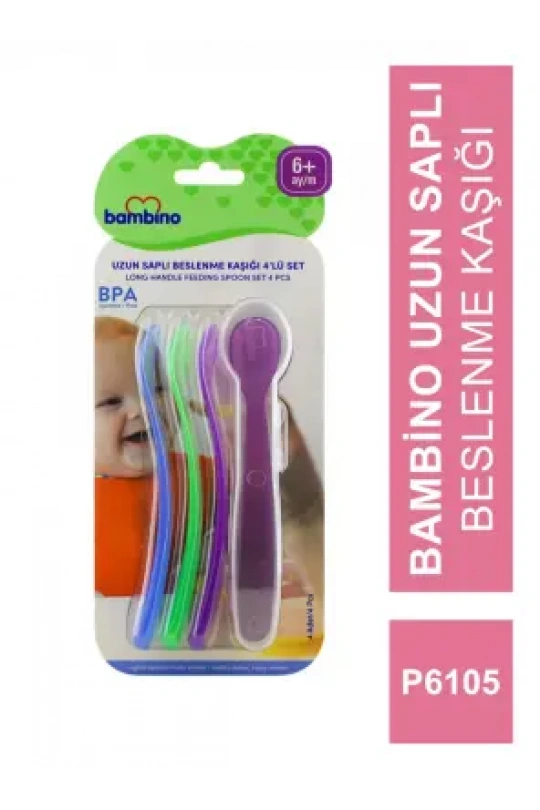 Bambino Uzun Saplı Beslenme Kaşığı 4lü Set - P6105 -