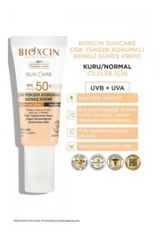 Bioxcin Sun Care Kuru/Normal Ciltler İçin Renkli Güneş Kremi Spf50+ 50 ml